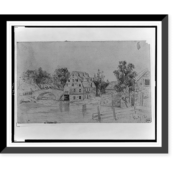 Historic Framed Print, The 6th Corps (Genl. Sedgwick) crossing the bridge at Funkstown (Antietam Creek) in pursuit of Genl. Lee's forces after Gettysbur, 17-7/8" x 21-7/8"