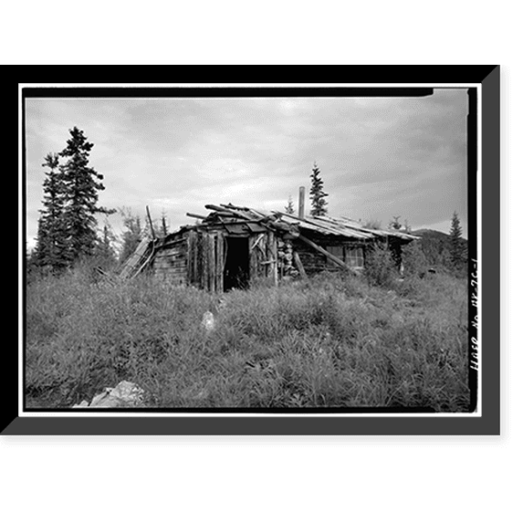 Historic Framed Print, A. D. Wilcox Drift Mine, Residential Cabin, Linda Creek near Dalton Highway, Bettles vicinity, Yukon-Koyukuk Census Area, AK, 17-7/8" x 21-7/8"