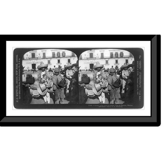 Historic Framed Print, A basket seller and his wares, City of Mexico, Mexico, 17-7/8" x 21-7/8"