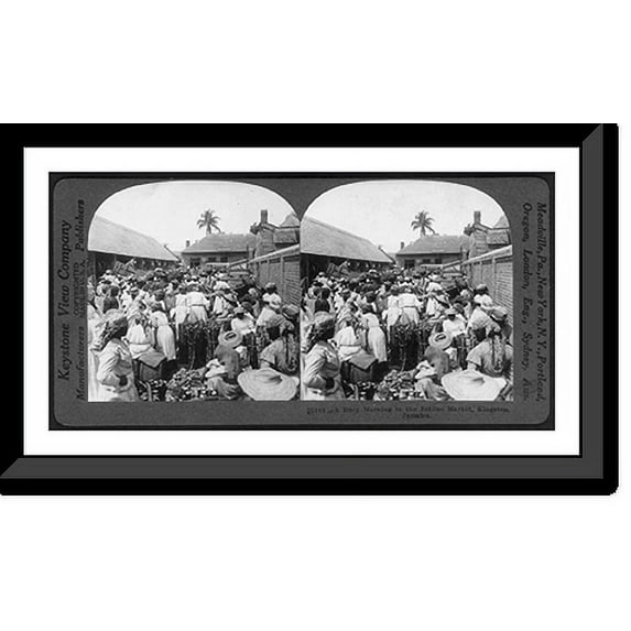 Historic Framed Print, A busy morning in the Jubilee Market, Kingston, Jamaica, 17-7/8" x 21-7/8"