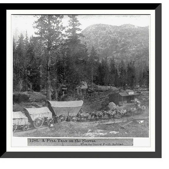 Historic Framed Print, A full team on the Sierras - From the Central Pacific Railroad, 17-7/8" x 21-7/8"