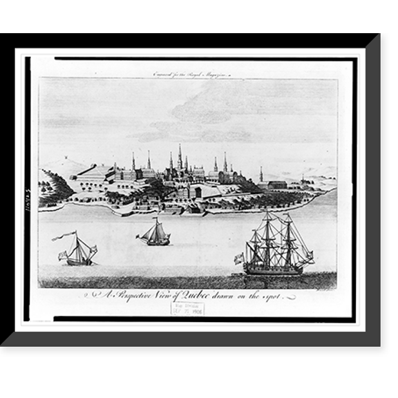 Historic Framed Print, A perspective view of Quebec drawn on the spot.Hulett fecit., 17-7/8" x 21-7/8"