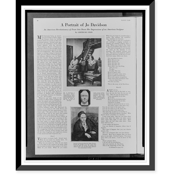 Historic Framed Print, A portrait of Jo Davidson, 17-7/8" x 21-7/8"
