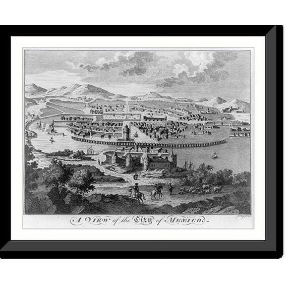 Historic Framed Print, A view of the City of Mexico, 17-7/8" x 21-7/8"
