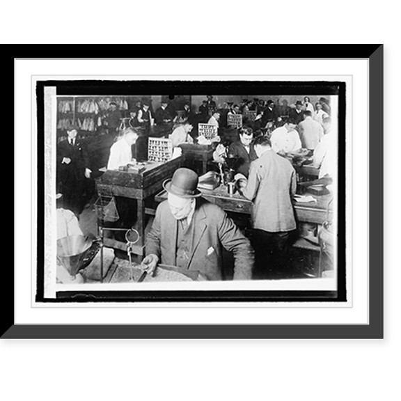 Historic Framed Print, Agrl. Dept. grading samples in grain inspecting ofc., 17-7/8" x 21-7/8"