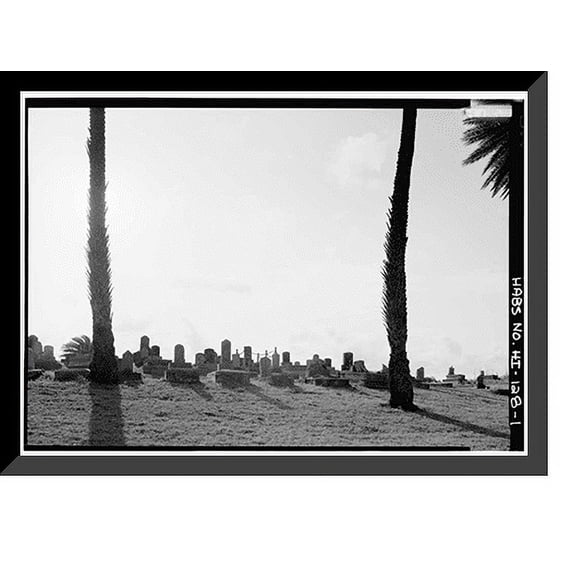 Historic Framed Print, Airport Road Cemetery, Moloka'i Island, Kalaupapa, Kalawao County, HI, 17-7/8" x 21-7/8"