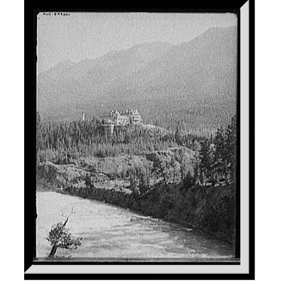 Historic Framed Print, [Alberta, Banff Springs Hotel & Bow River, Canadian National Park, Canada], 17-7/8" x 21-7/8"