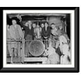 thumbnail image 1 of Historic Framed Print, [Alfred Emanuel Smith, 1873-1944, full-length portrait, standing, waving derby to crowd from rear platform of campaign train, Chicago], 17-7/8" x 21-7/8", 1 of 9