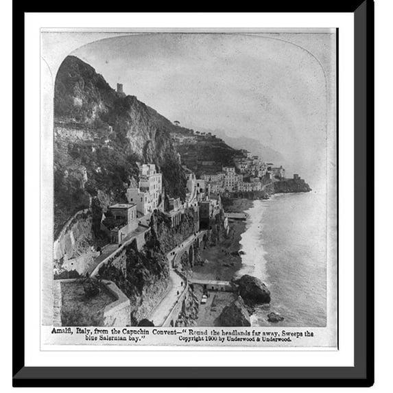 Historic Framed Print, Amalfi, Italy, from the Capuchin Convent - round the headlands far away, sweeps the blue Salernian Bay"", 17-7/8" x 21-7/8"