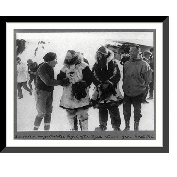 Historic Framed Print, Amundsen congratulates Byrd on the latter's return from the North Pole to King's Bay, Spitzbergen, 17-7/8" x 21-7/8"