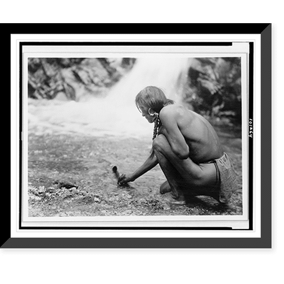Historic Framed Print, [An offering at the waterfall. Nambe], 17-7/8" x 21-7/8"