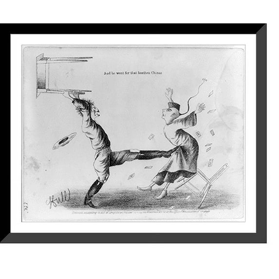 Historic Framed Print, And he went for that heathen Chinee, 17-7/8" x 21-7/8"