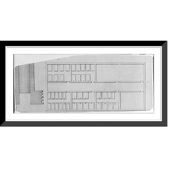 Historic Framed Print, Architectural drawing for a building - 2, 17-7/8" x 21-7/8"