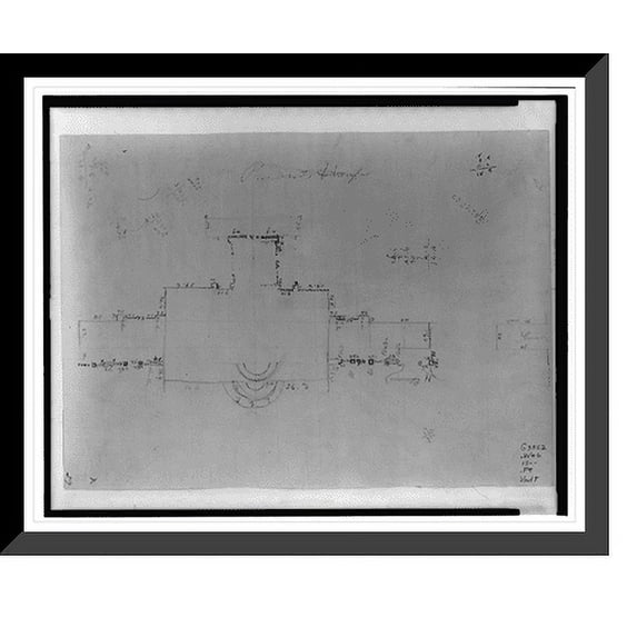 Historic Framed Print, Architectural drawing for alterations to the White House (President's House"), Washington, D.C.", 17-7/8" x 21-7/8"