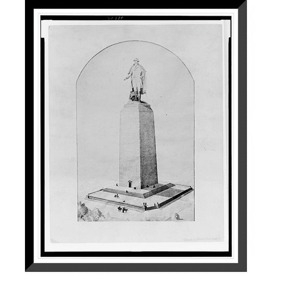 Historic Framed Print, Architectural drawing for the Washington Monument, Washington, D.C. Perspective rendering, 17-7/8" x 21-7/8"