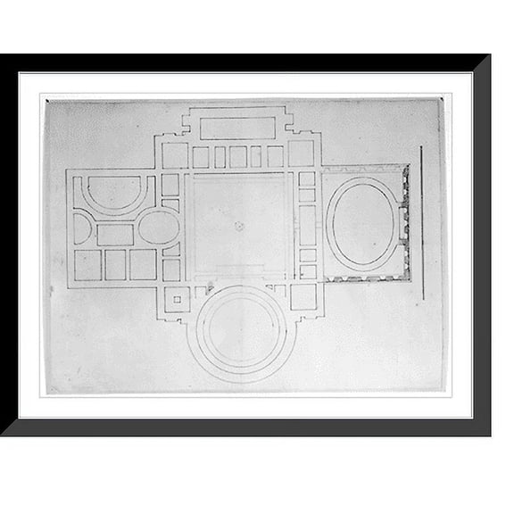 Historic Framed Print, Architectural drawings for the United States Capitol, Washington, D.C. Floor plan, 17-7/8" x 21-7/8"