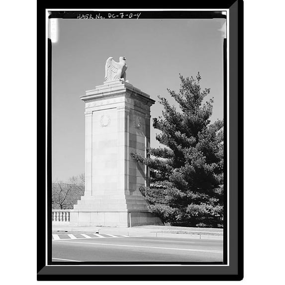 Historic Framed Print, Arlington Memorial Bridge, Boundary Channel Extension, Spanning Mount Vernon Memorial Highway & Boundary, Washington, District of Columbia, DC - 4, 17-7/8" x 21-7/8"