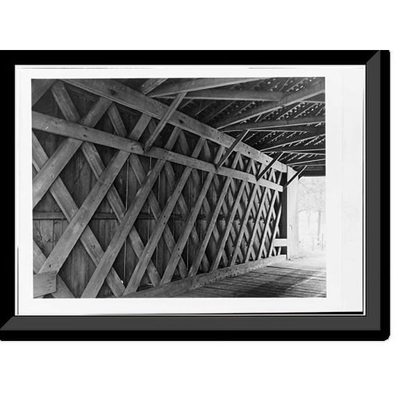 Historic Framed Print, Ashland Covered Bridge, Red Clay Creek-Barley Mill Road, Ashland, New Castle County, DE - 3, 17-7/8" x 21-7/8"