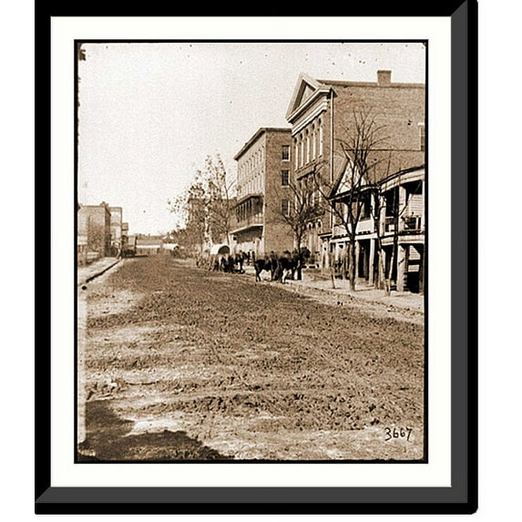 Historic Framed Print, Atlanta Ga. View on Decatur Street showing Trout House and Masonic Hall, 17-7/8" x 21-7/8"