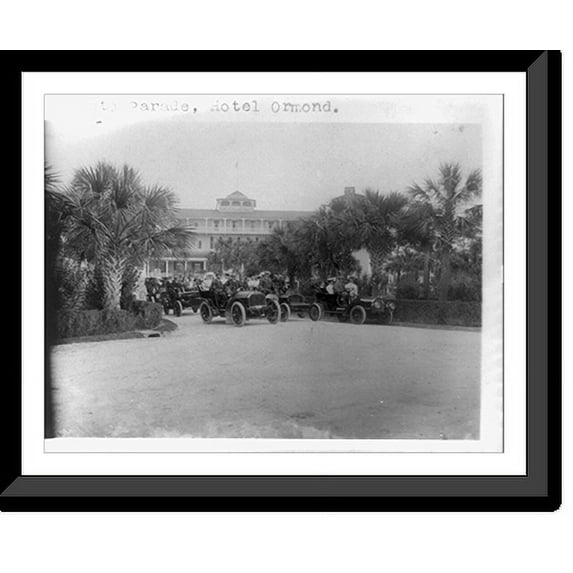 Historic Framed Print, Auto parade, Hotel Ormond, 17-7/8" x 21-7/8"