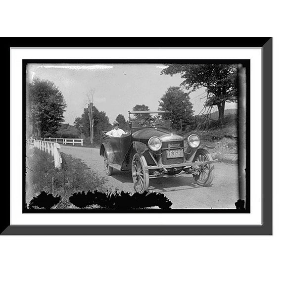 Historic Framed Print, [Automobile driving on country road], 17-7/8" x 21-7/8"