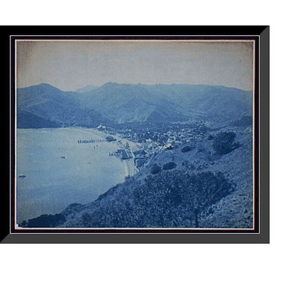 Historic Framed Print, Avalon from the north, Santa Catalina Island, 17-7/8" x 21-7/8"