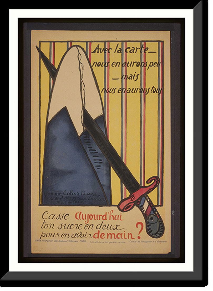 Historic Framed Print, Avec la carte nous en aurons peu mais nous en ...