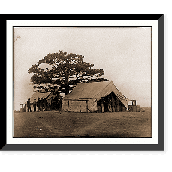 Historic Framed Print, Bealeton Va. Sutlers tent at Army of the Potomac headquarters, 17-7/8" x 21-7/8"