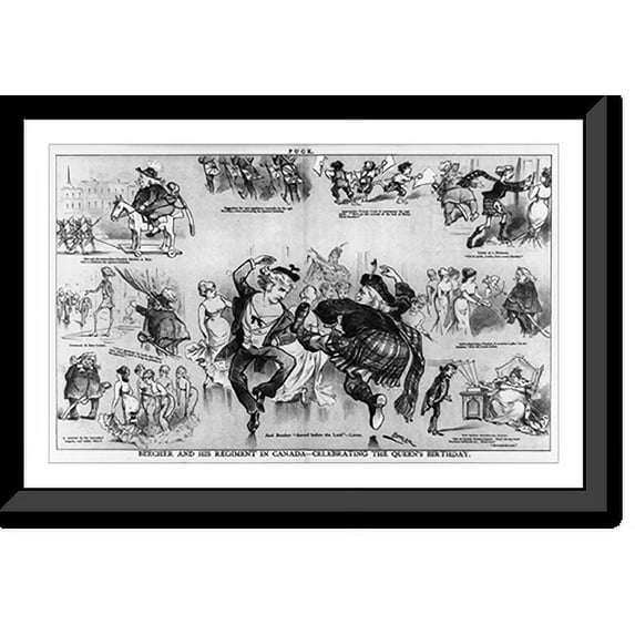 Historic Framed Print, Beecher and his regiment in Canada. celebrating the Queen's birthday.Keppler., 17-7/8" x 21-7/8"