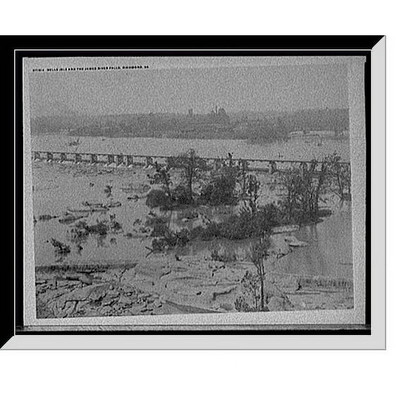 Historic Framed Print, Belle Isle and the James River Falls, Richmond, Va., 17-7/8" x 21-7/8"
