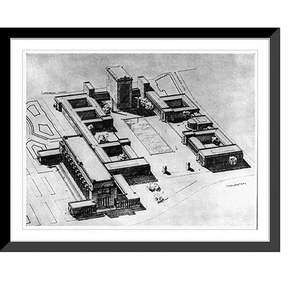 Historic Framed Print, Berlin Army Command Headquarters, 17-7/8" x 21-7/8"