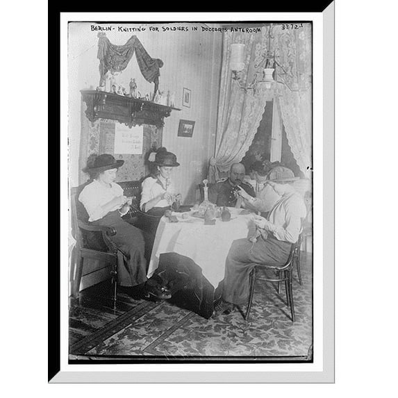 Historic Framed Print, Berlin . knitting for soldiers in Dr.'s Anteroom, 17-7/8" x 21-7/8"