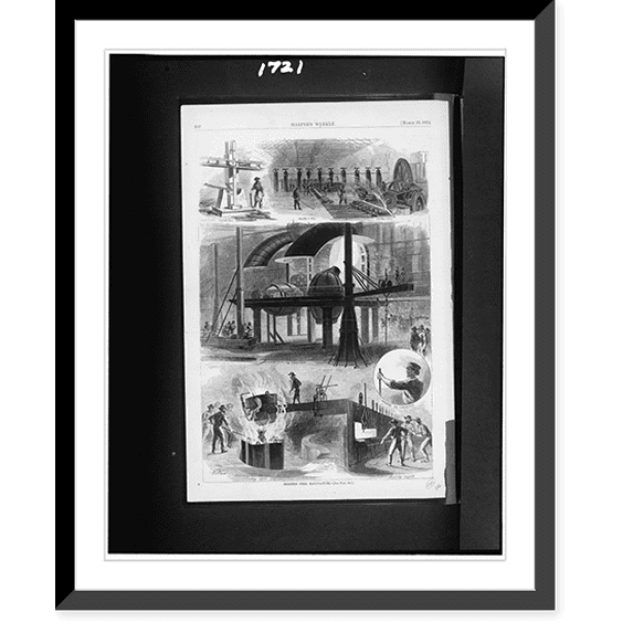 Historic Framed Print, Bessemer steel manufacture.A.R. Waud., 17-7/8" x 21-7/8"