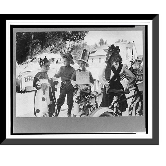Historic Framed Print, Bicycle riders in parade on the Fourth of July at Vale, Oregon, 17-7/8" x 21-7/8"