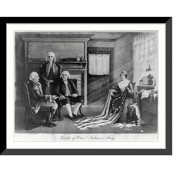 Historic Framed Print, Birth of our nation's flag, 17-7/8" x 21-7/8"
