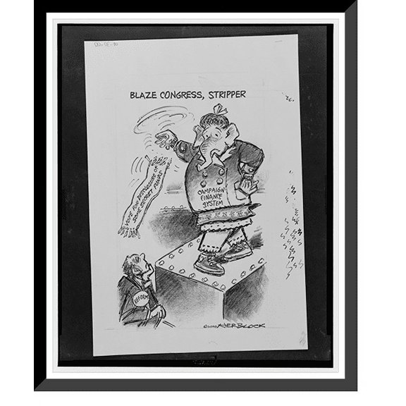 Historic Framed Print, Blaze Congress, Stripper.Herblock., 17-7/8" x 21-7/8"