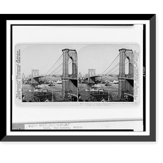 Historic Framed Print, Brooklyn Bridge. looking from Brooklyn toward old New York, U.S.A., 17-7/8" x 21-7/8"