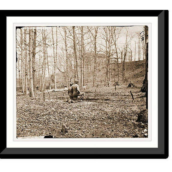 Historic Framed Print, Bull Run Virginia (vicinity). Sudley church through the trees, 17-7/8" x 21-7/8"