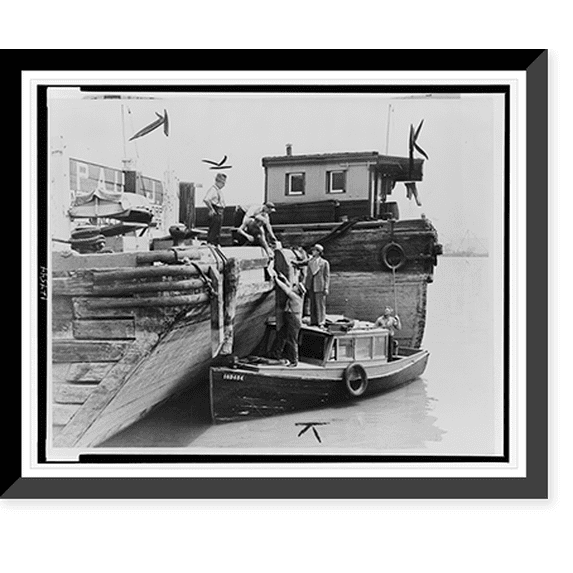 Historic Framed Print, C.I.O. organizers take to the water, 17-7/8" x 21-7/8"