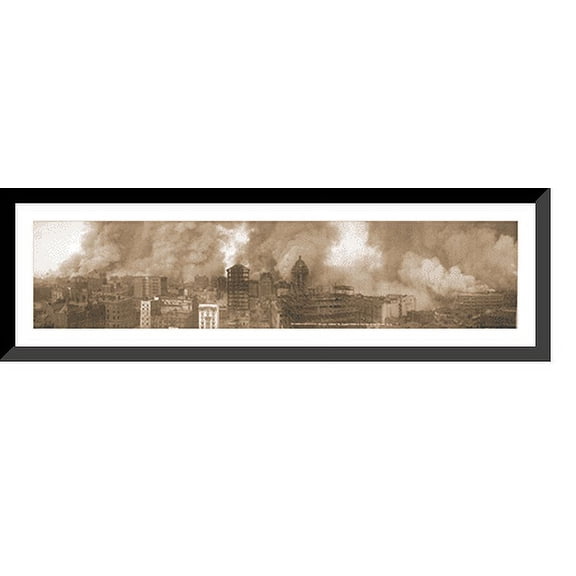 Historic Framed Print, CA A The Burning of San Francisco 1906 PHOTO, 36-3/8" x 8-3/8"
