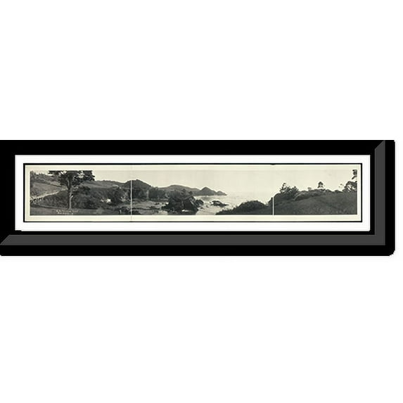 Historic Framed Print, CA Mendocino Coast 1911 PHOTO, 36-3/8" x 8-3/8"