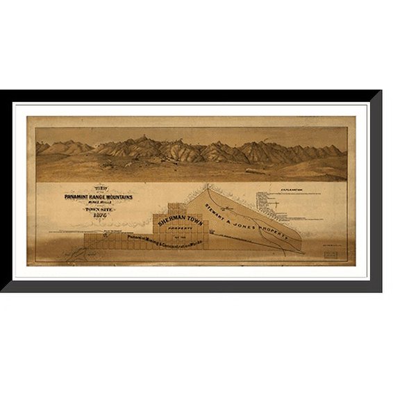Historic Framed Print, CA Panamint 1875 MAP, 17-7/8" x 21-7/8"
