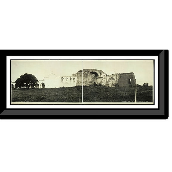 Historic Framed Print, CA San Juan Capistrano Mission.1907 PHOTO, 36-3/8" x 8-3/8"