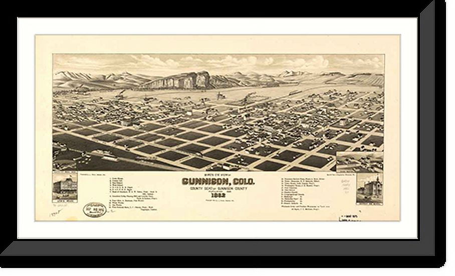 Historic Framed Print, CO Gunnison 1882 MAP, 17-7/8" x 21-7/8" - Walmart.com