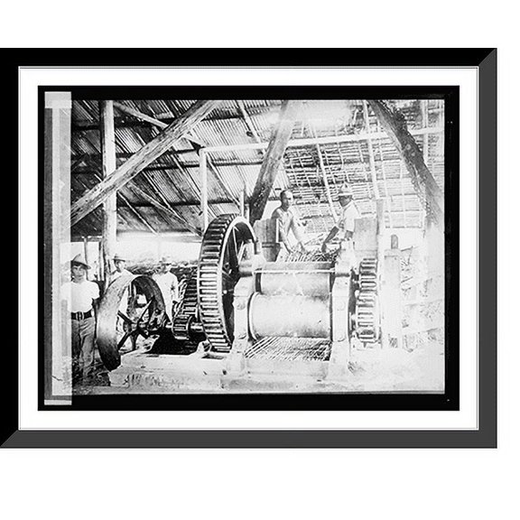 Historic Framed Print, Calomba Sugar Mill, Luzon, Philippines. 1200 tons cane, daily, 17-7/8" x 21-7/8"