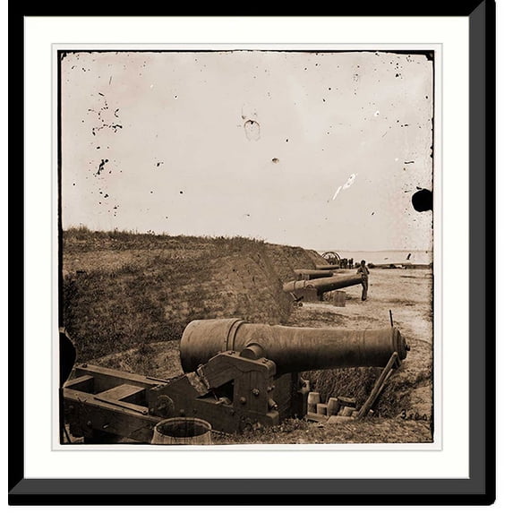 Historic Framed Print, Charleston South Carolina (vicinity). Fort Johnson James Island showing the face to, 17-7/8" x 21-7/8"