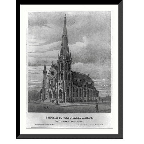 Historic Framed Print, Church of the sacred heart. East Cambridge, Mass., 17-7/8" x 21-7/8"