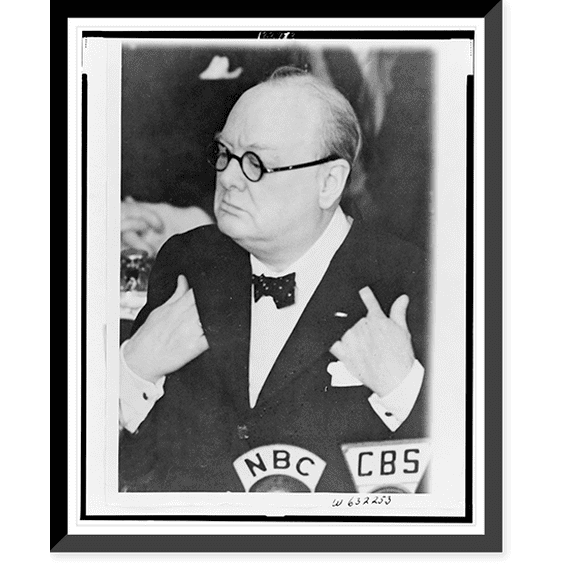 Historic Framed Print, Churchill speaks before Congress, 17-7/8" x 21-7/8"