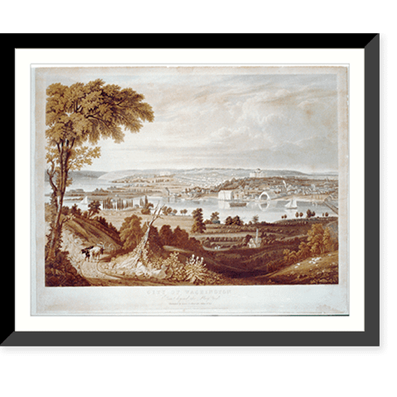 Historic Framed Print, City of Washington from beyond the Navy Yard.painted by G. Cooke ; engd. by W.J. Bennett. - 4, 17-7/8" x 21-7/8"