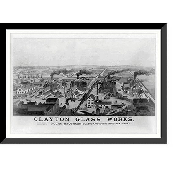 Historic Framed Print, Clayton glass works, 17-7/8" x 21-7/8"